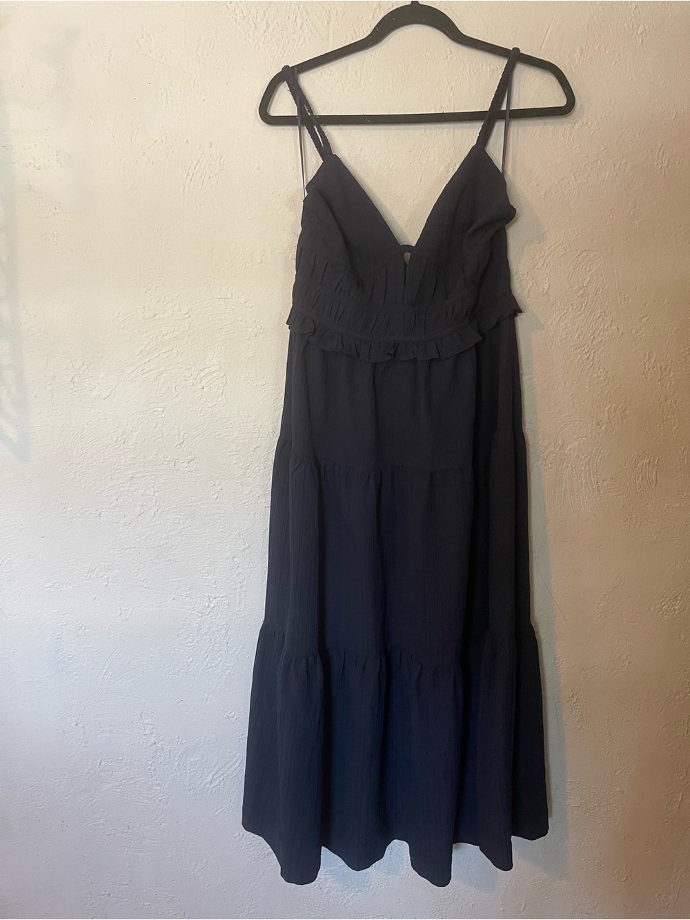 En Saison Navy Tiered Spaghetti Strap Maxi Dress